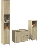 Set Mobili da Bagno 3 pz Rovere Sonoma in Legno Multistrato 3307676