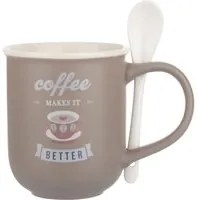 Mug caffè marrone 400 ml con cucchiaino