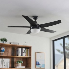 Ventilatore da soffitto Lindby con luce Auraya, silenzioso, nero