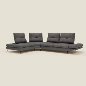 Ardex Divano Angolare - schienali traslanti e bracciolo regolabile in elegante tessuto impermeabile T06 antracite
