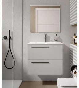 Mobile da bagno sospeso sotto lavabo L 60 x H 55 x P 39.5 cm grigio laccato opaco, 2 cassetti VISOBATH Mia