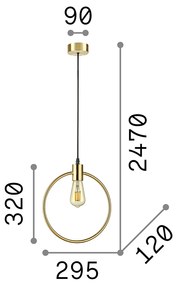 Sospensione Moderna Abc Metallo Ottone 1 Luce E27 Diffusore Tondo