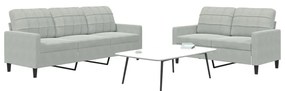 Set Di Divani 2 Pz Con Cuscini Grigio Chiaro İn Velluto /