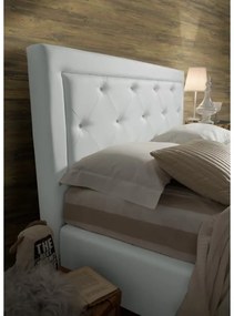 Letto matrimoniale 176 x 118 x 210 in pelle Bianco con pietre Swarovski con contenitore - Carol