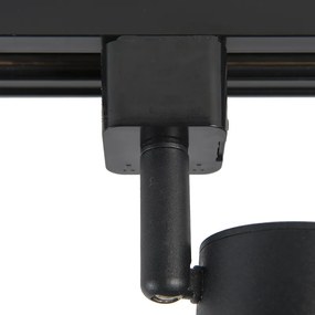 Sistema di illuminazione a binario moderno con 6 faretti neri, monofase, ovale 100 cm - Iconic Jeana