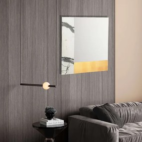 Specchio moderno quadrato 80 cm effetto marmo bianco e foglia oro - KEIRA