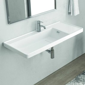 Lavabo sospeso ceramica 60cm bianco lucido Litos-TT86 - KAMALU