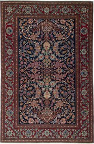 Isfahan Tappeto 140x210 Blu (Iran) Annodato A Mano