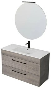 Mobile bagno sospeso 100 cm Smart olmo/lava con specchio