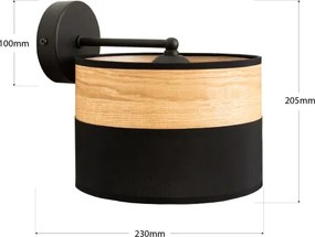 Lampada da parete ALBA 1xE27/15W/230V nero/marrone