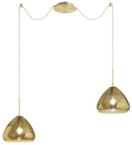 Lampadario Glamour Glow ottone paralume ambrato 2x E27 LA MIA LUCE