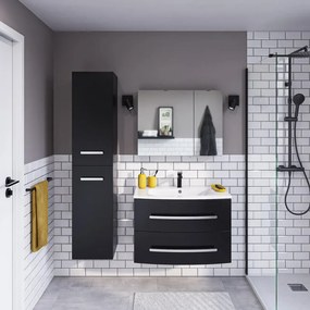 Mobile sottolavabo e lavabo Perla per vasca centrale nero opaco L 81.8 x H 53.7 x P 47.5 cm 2 cassetti