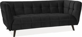 Divano Castello 3 in velluto nero - Blu19/wenge