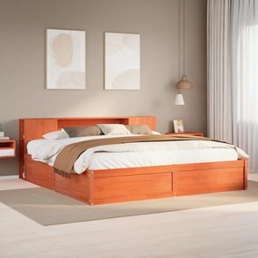Giroletto Senza Materasso Marrone Cera 180x200 Cm Legno Di Pino /