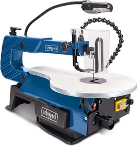 Scheppach - SD1600V Scroll Saw de Marquetry con velocità variabile (500-1700rpm), soffiatore, luce di lavoro de e motore potente de 120W, Blu