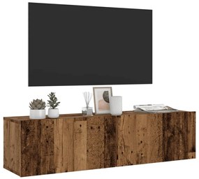 Mobile Tv A Parete Legno Antico 120x30x30 Cm İn Truciolato /