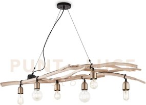 Driftwood lampadario sospeso in legno naturale 6 luci attacco e27