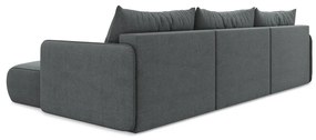 Divano angolare grigio allungabile/con contenitore Nanea – Makamii