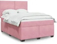 Giroletto a Molle con Materasso Rosa 140x190 cm in Velluto 3293205