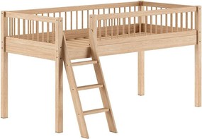 Letto da bambini rialzato di colore naturale in faggio massiccio con rete inclusa 90x200 cm Forrest – Vipack