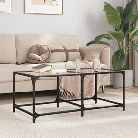 Tavolini Con Piano Vetro Trasparente 2 Pz 98,5x50x40 Cm Acciaio /