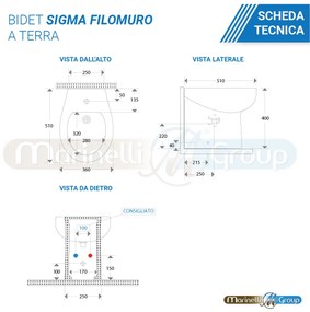 Sanitari filomuro Vaso WC e Bidet con sedile softclose Sigma