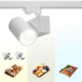 Faro LED 42W per Binario Trifase CRI92 36°/60° con driver Philips CCT Colore Bianco Variabile CCT