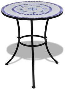 Set da bistrot 3 pz in piastrelle di ceramica blu e bianco