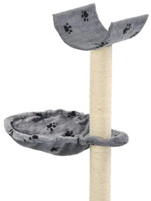 Albero per gatti tiragraffi sisal 105 cm zampe stampate grigio