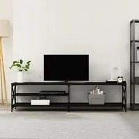 Mobile Porta TV Nero 200x40x50cm in Legno Multistrato e Metallo 826739