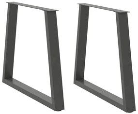 Gambe Tavolo Pranzo A V 2 Pz Antracite 70x(72-73,3)cm Acciaio /