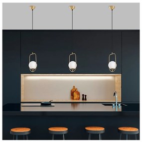 Lampadario dorato con paralume in vetro Skew – Opviq lights