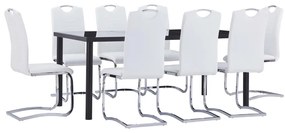 Set Sala Da Pranzo 9 Pz İn Similpelle Bianca /