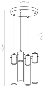 Lampadario su corda LOOK GRAPHITE 4xGU10/50W/230V