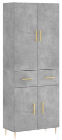 Credenza grigio cemento 69,5x34x180 cm in legno multistrato