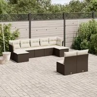 Set Divani da Giardino 9pz con Cuscini Marrone in Polyrattan 3250112