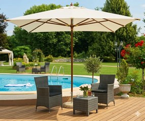 Ombrellone da Giardino 3x3 m Palo Ø48 mm Quadrato Struttura in Legno Vorghini Ecrù...