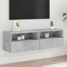 Mobile Tv A Parete Grigio Cemento 100x30x30cm Legno Multistrato /