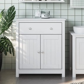 Mobile Da Bagno Berg Bianco 69,5x34x80cm Legno Massello Di Pino /