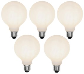 Set di 5 Lampada LED dimmerabile E27 in 3 fasi G95 vetro satinato 5W 550 lm 2700K