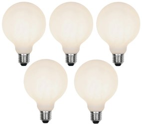 Set di 5 Lampadine LED E27 dimmerabili a 3 fasi G95 opache 5W 550 lm 2700K