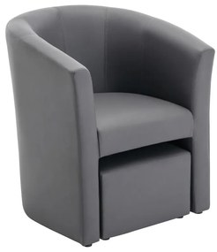 Poltrona cabriolet e pouf in Similpelle Grigio - JOVANA