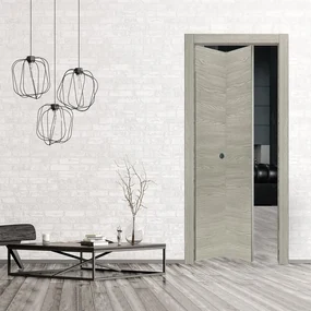 Porta pieghevole a libro asimmetrica Callisto cenere L 60 x H 210 cm sinistra