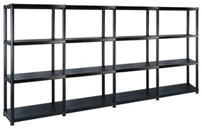 Scaffale A 4 Ripiani Nero 244x30,5x130 Cm İn Plastica /