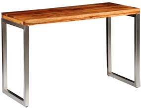 Tavolo Scrivania İn Legno Massello Con Gambe İn Acciaio /