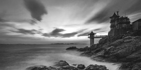 Stampa su tela – Paesaggio meraviglioso sul mare in bianco e nero