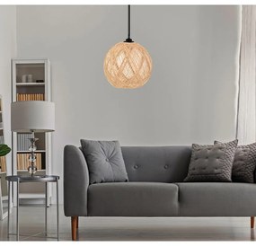 Lampadario nero/di colore naturale con paralume in iuta ø 24 cm – Opviq lights