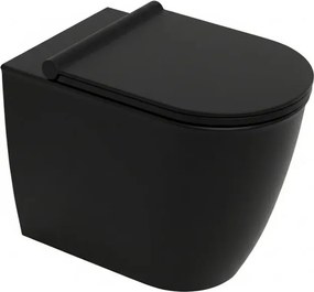 Vaso filomuro traslato nero opaco con sedile soft close di Ceramica Dolomite Mayka