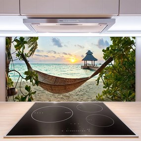 Pannello cucina paraschizzi Amaca da spiaggia mare paesaggio 100x50 cm