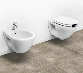 Coppia sanitari sospesi per disabili con apertura frontale e copriwc